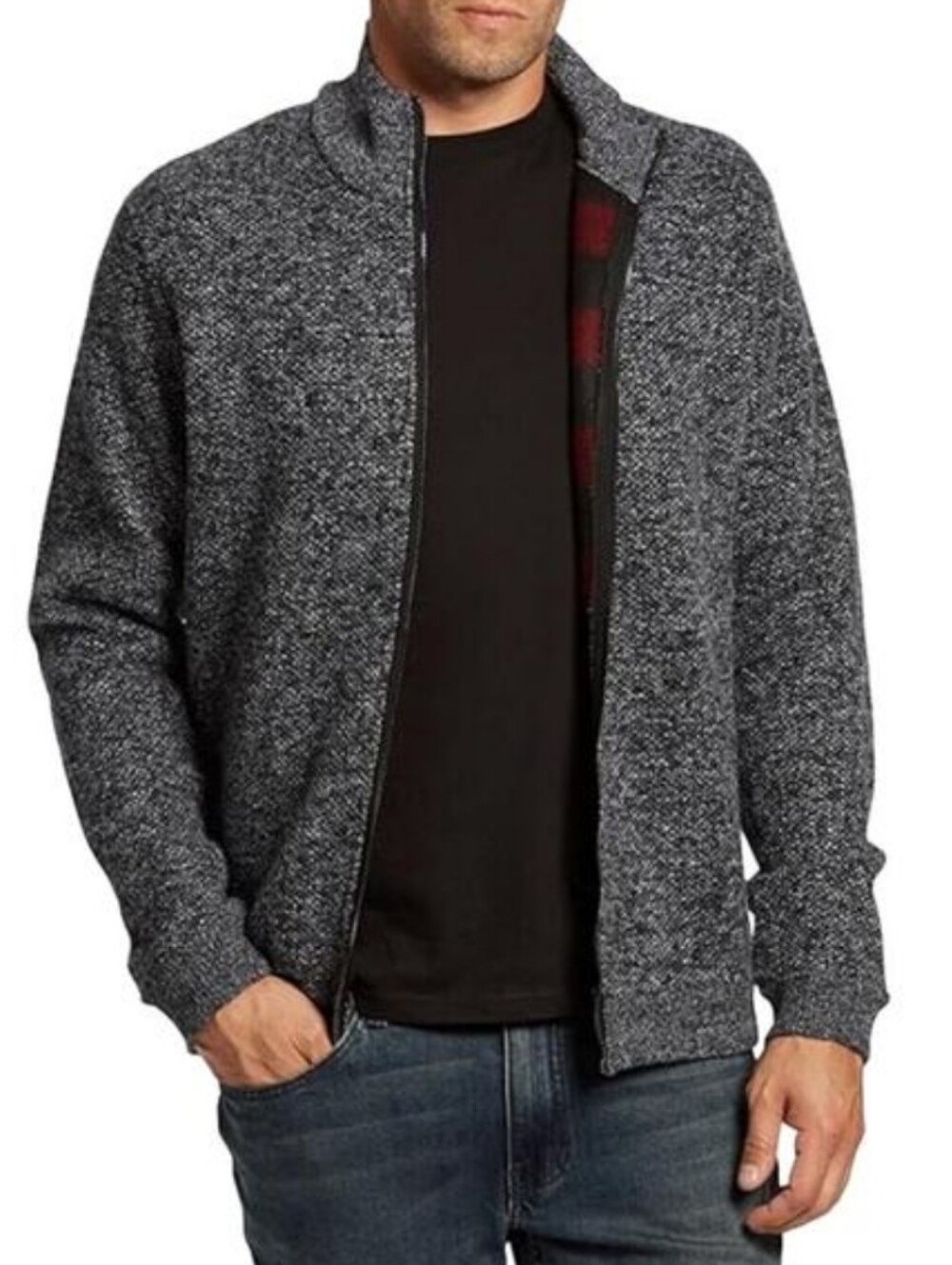 Flag & Anthem Fleece Lined Knit Jacket Size Large